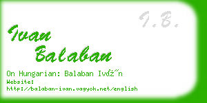 ivan balaban business card